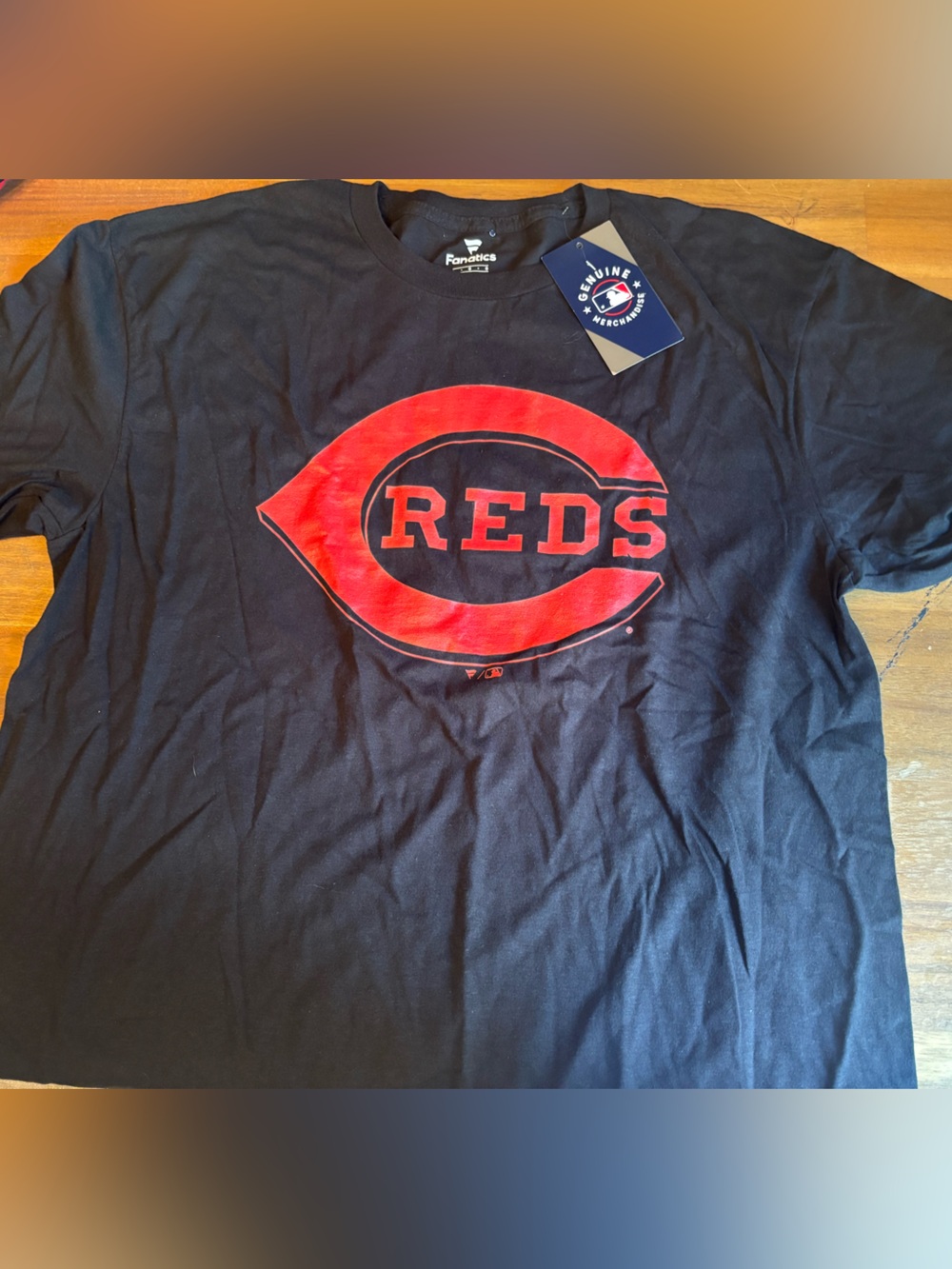 Fanatics Black Tee with Red Reds Logo